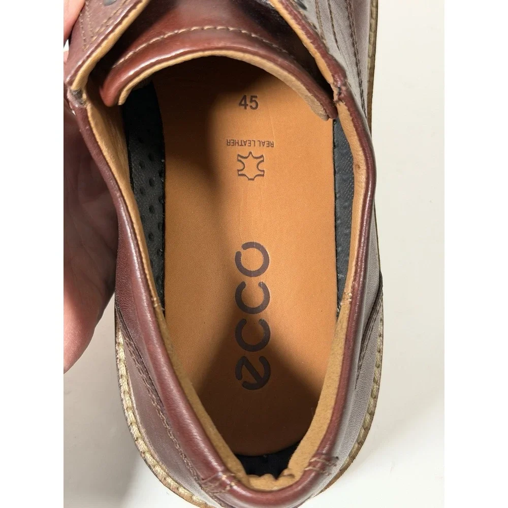 ECCO Men's Ian Casual Tie Oxford shoes in brown full-grain‎ leather, Size 45